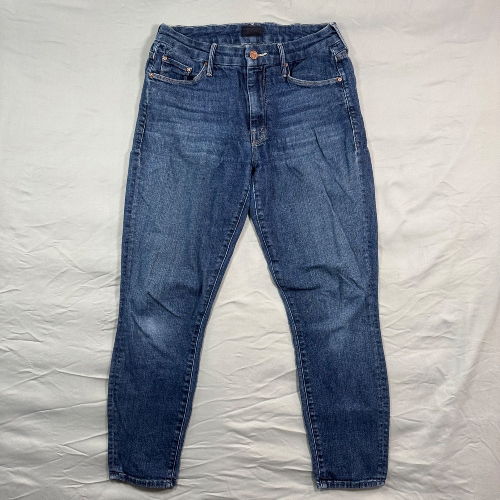 Mother Looker Crop Jeans Switch It Up Wash Blue High Rise Womens 28 Denim